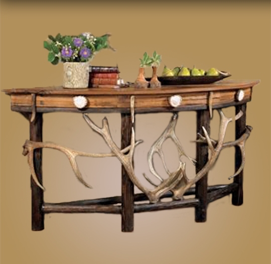 Elk Sofa Table Rustic Console Antler Elk Half Moon Sofa Table