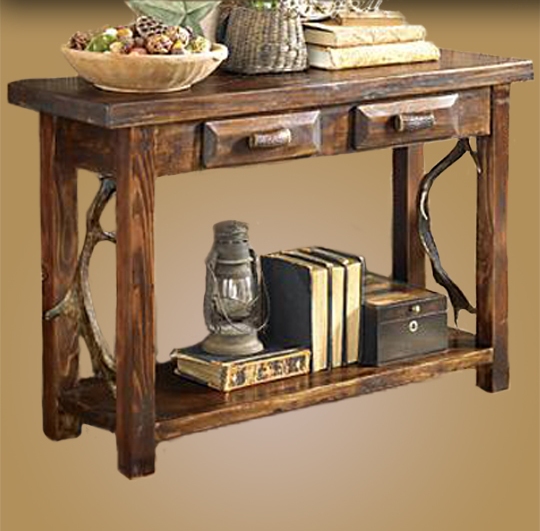 Rustic Sofa Table Console Antler Made Fallow 2 Drawer Sofa Table