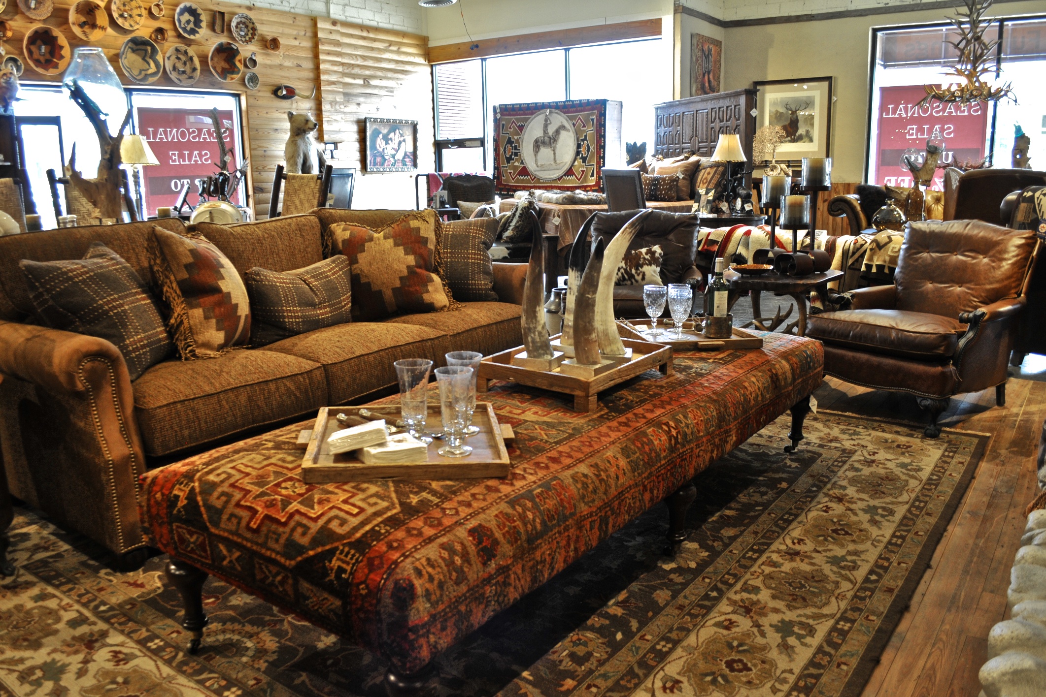 Rustic living room furniture at anteks furniture store in dallas