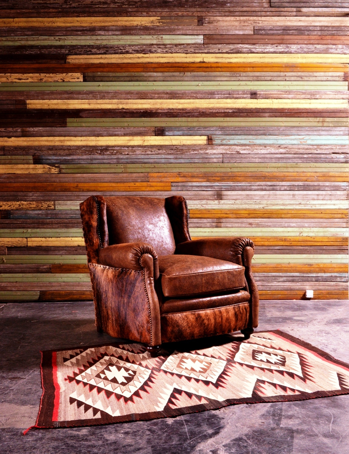 Classic Leather Arm Chair With Cowhide At Anteks Furniture Store