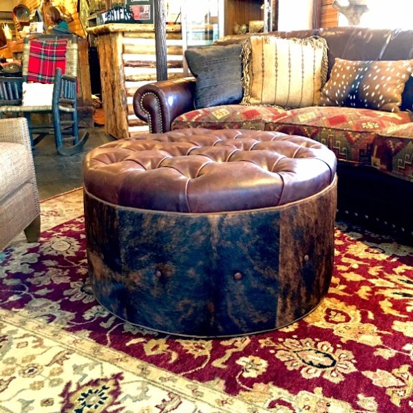 Cowhide Tufted Ottoman At Anteks Western Furniture Store
