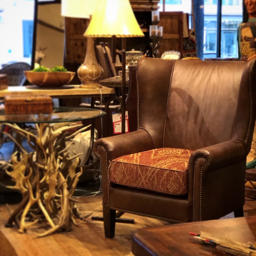 Rustic Leather Wingback Chair At Anteks Furniture Store In Dallas