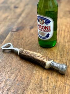 antler bottle opener with pewter crown